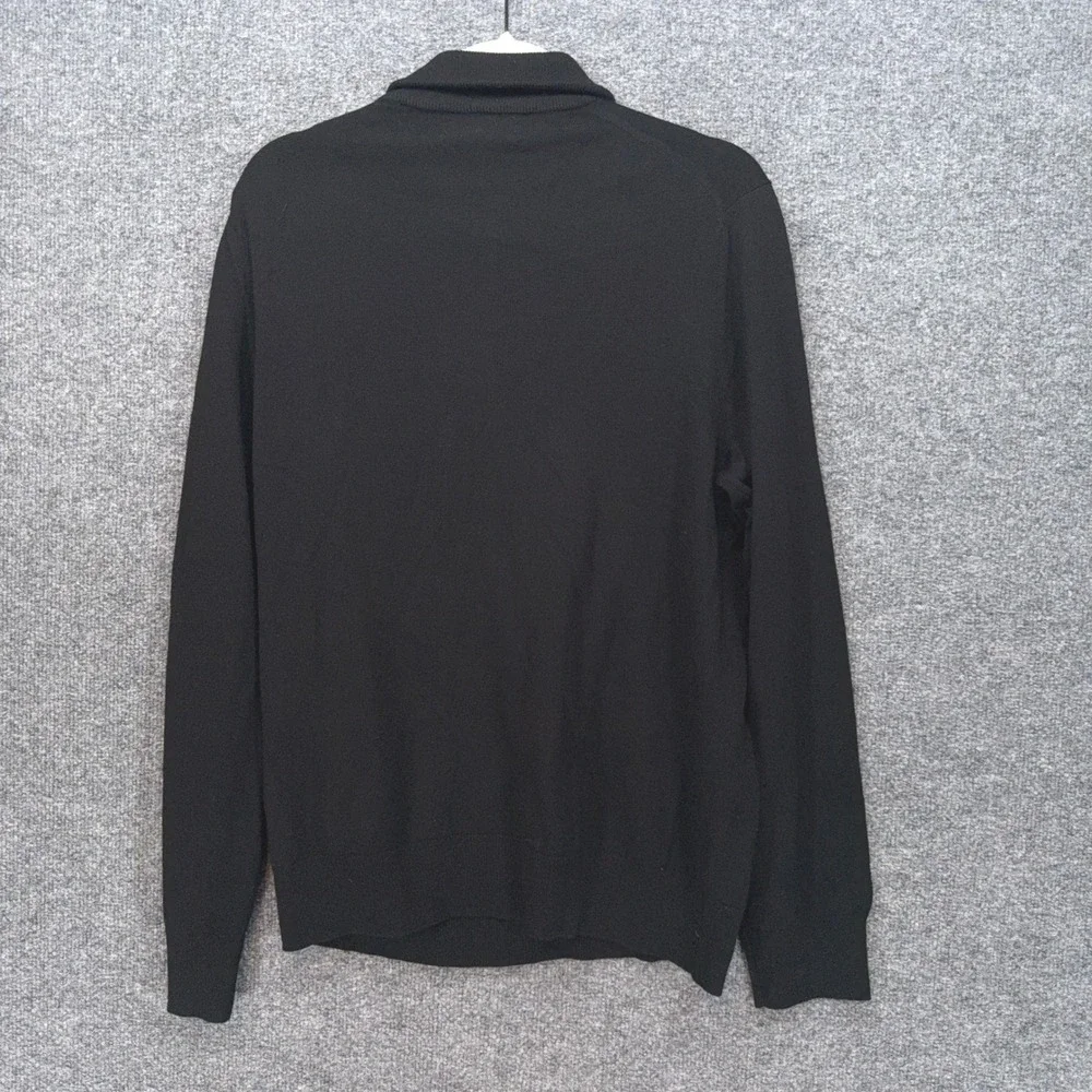 Banana Republic Sweater Mens Medium Black1/4 Zip Extra Fine Merino Wool